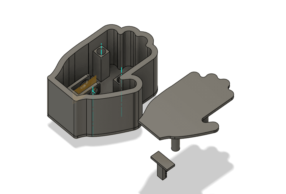 Fusion360 render of the housing and gear assembly