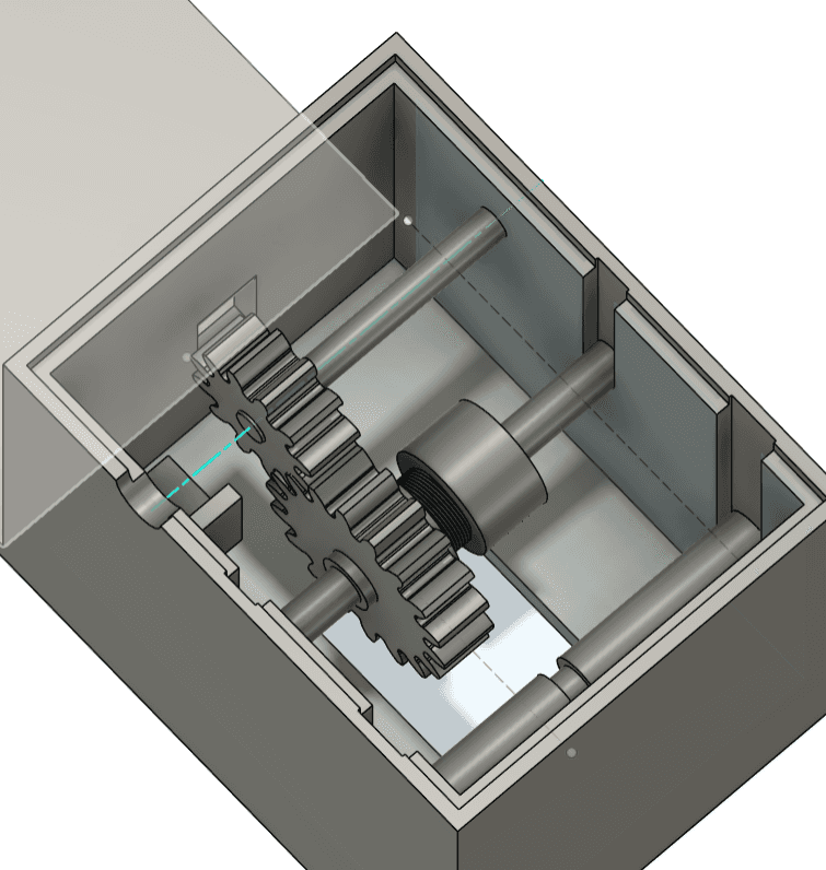 Cutaway render of the internal gearing