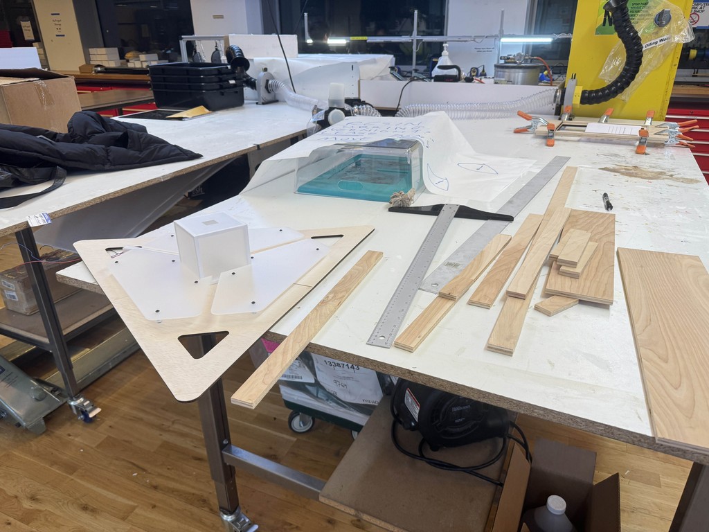 The workbench mid-build