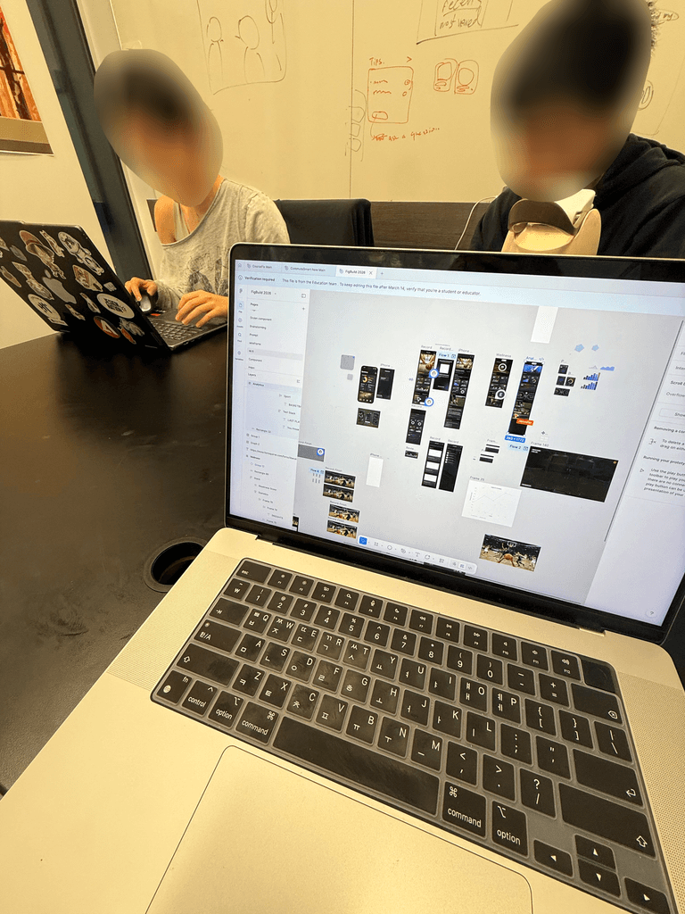 The team working together during the competition